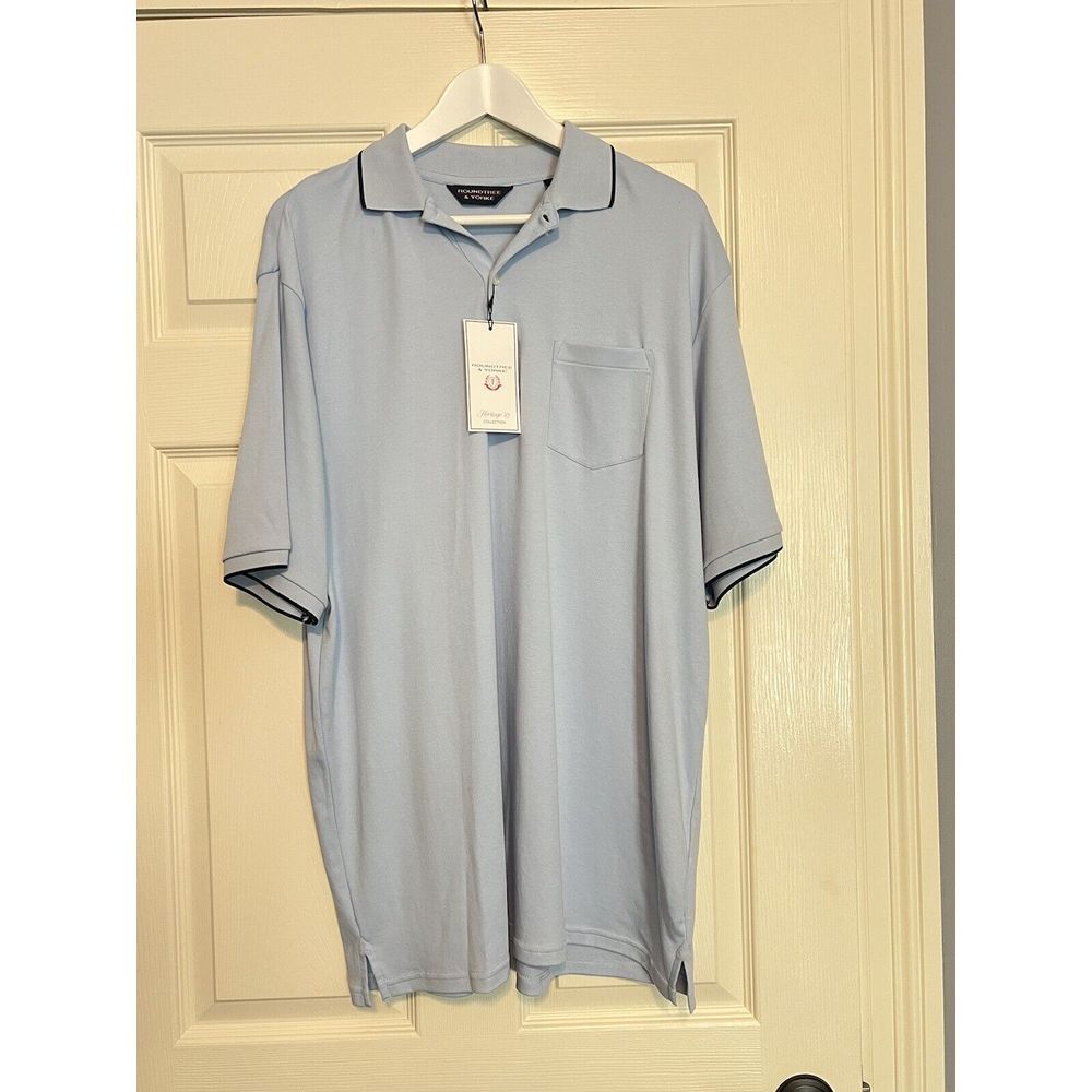 Men's Roundtree- Yorke‎ S/S Polo Baby Blue 100% Pima Cotton Size L - #193